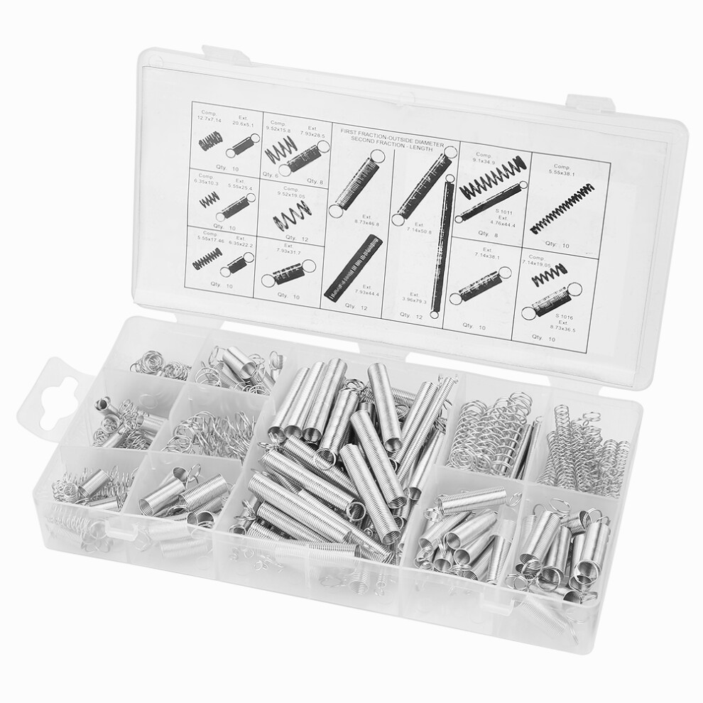 Ductility Spring Assortment Set 200Pcs Zinc Plated Compression Extension Springs Kit Shock Absorption Corrosion Resistance Mechanical Tension Spring 9138057080582