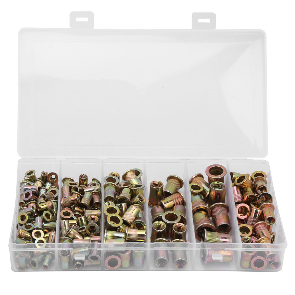 Threaded Insert Nutserts Carbon Steel Rivet Nuts Assortment Kit Flat Head Rivet Nut Zinc Plated Galvanized Surface Resistant To Oxidation Includes 9138057932034