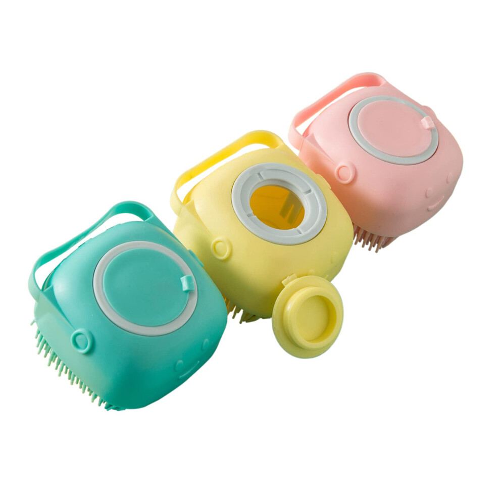 Pink Silicone Bath Brush With Builtin Gel Dispenser, Soft Body Scrubber For Shower, Heartshaped