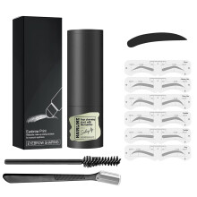 Eyebrow Stamp Kit Waterproof LongLasting with 12 Brow Stencil Shapes and Brush Dark Gray