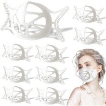 10PCS Face Mask Bracket Silicone, Large 3D Inner Support Frame for Comfort and Makeup Protection, Bright White