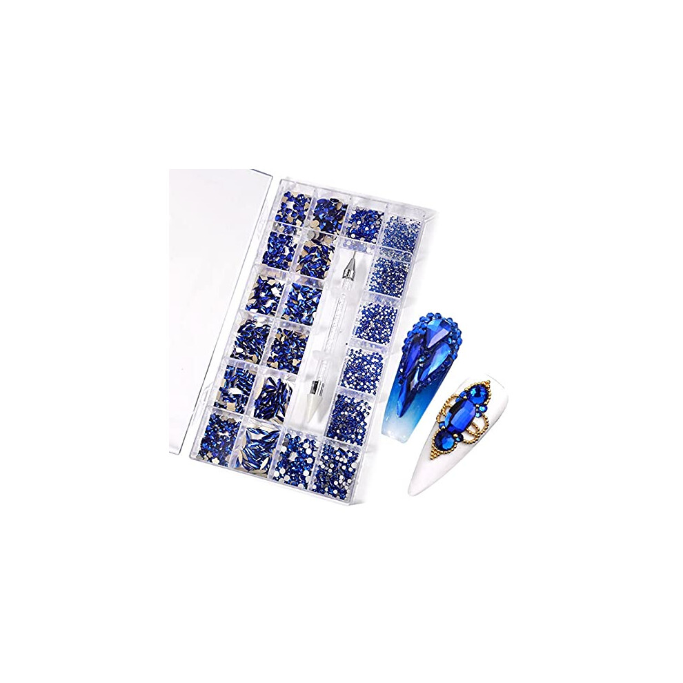 Nail Art Rhinestones 21 Grid AB Crystal Nail Decorations with Dual Ended Picker Tool