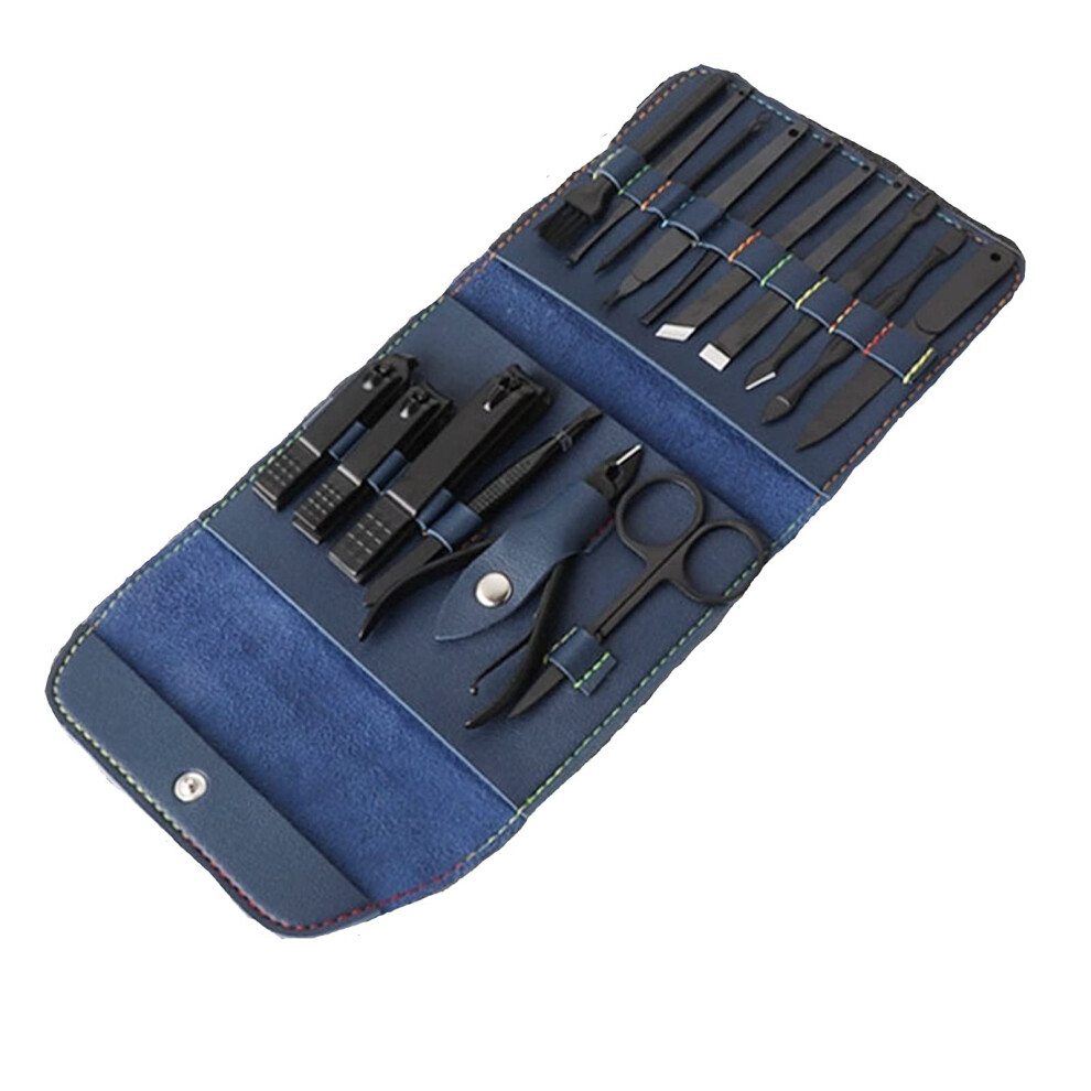 Nail Clipper Set 16pcs Stainless Steel Manicure Pedicure Kit with Case for Travel and Grooming