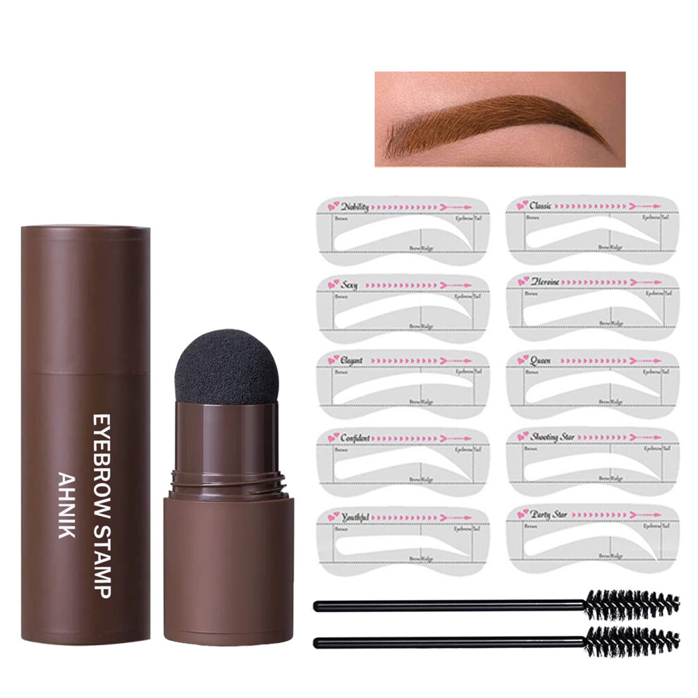 Light/Brown Eyebrow Stamp Kit Waterproof With Brow Stencil For Quick Symmetrical Shaping
