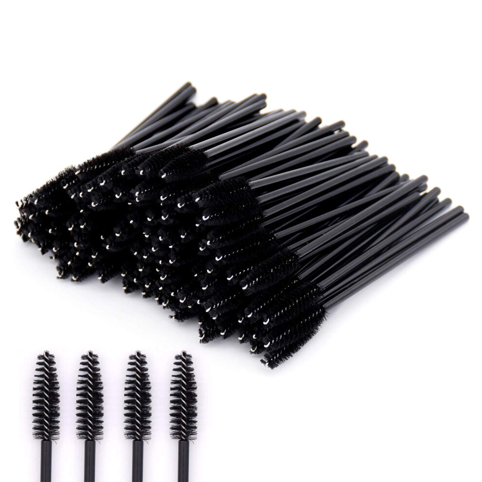 Black 50 Pcs Disposable Mascara Wands Eyelash Brushes For Extensions With Bendable Brush Head