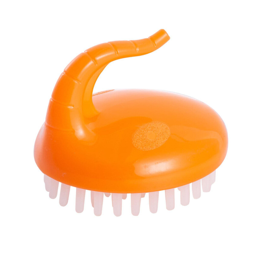 Orange Scalp Massage Brush Silicone Shampoo Brush Soft Bristle Scrubber For Hair Washing