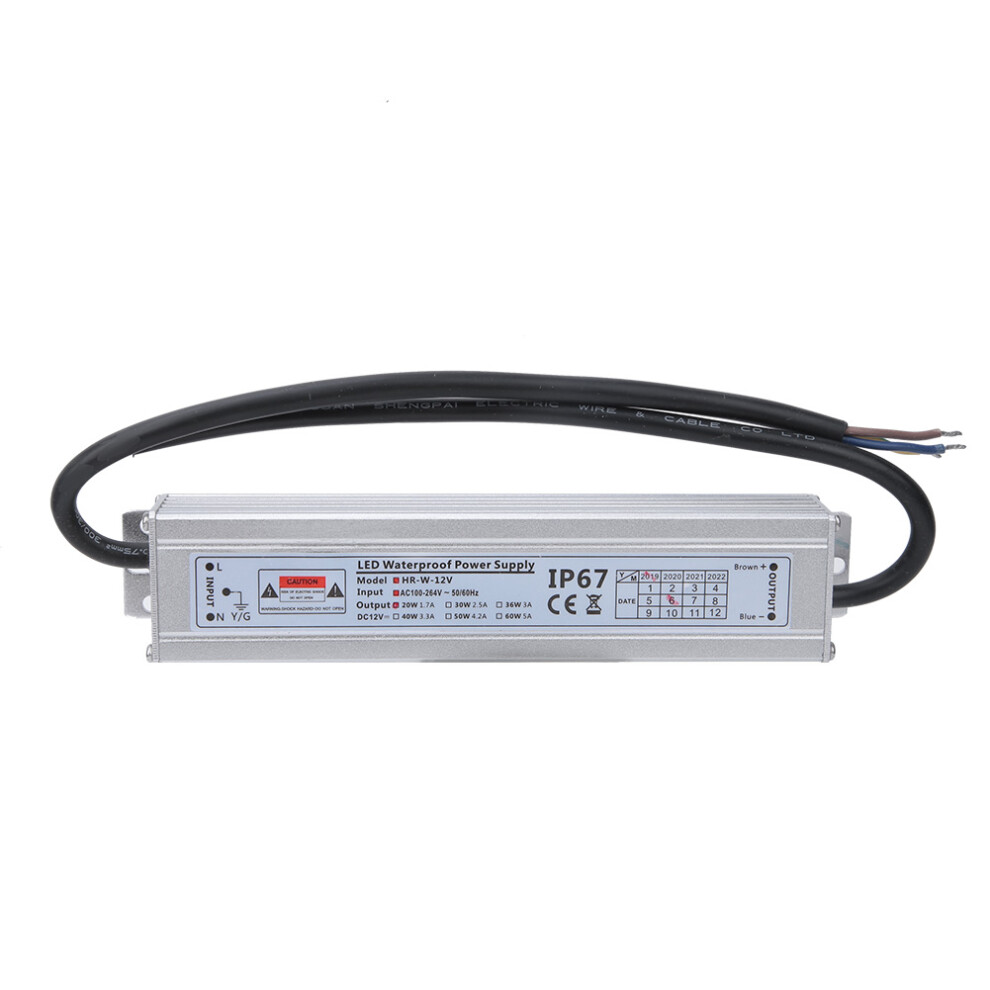 Aluminum Housing Led Power Supply Ip67 Waterproof Fast Heat Dissipation Overheat Protection Constant Voltage Output Outdoor Lighting Transformer 9365494974680