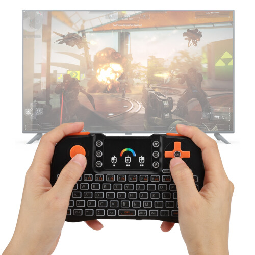 LED Backlit Keyboard RGB Backlit Mini Wireless Keyboard QWERTY Keyboard Layout Ergonomic Design Multi-finger Touchpad Gamepad Functionality 2.4GHz 2