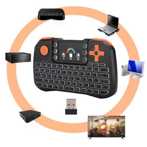 LED Backlit Keyboard RGB Backlit Mini Wireless Keyboard QWERTY Keyboard Layout Ergonomic Design Multi-finger Touchpad Gamepad Functionality 2.4GHz 1