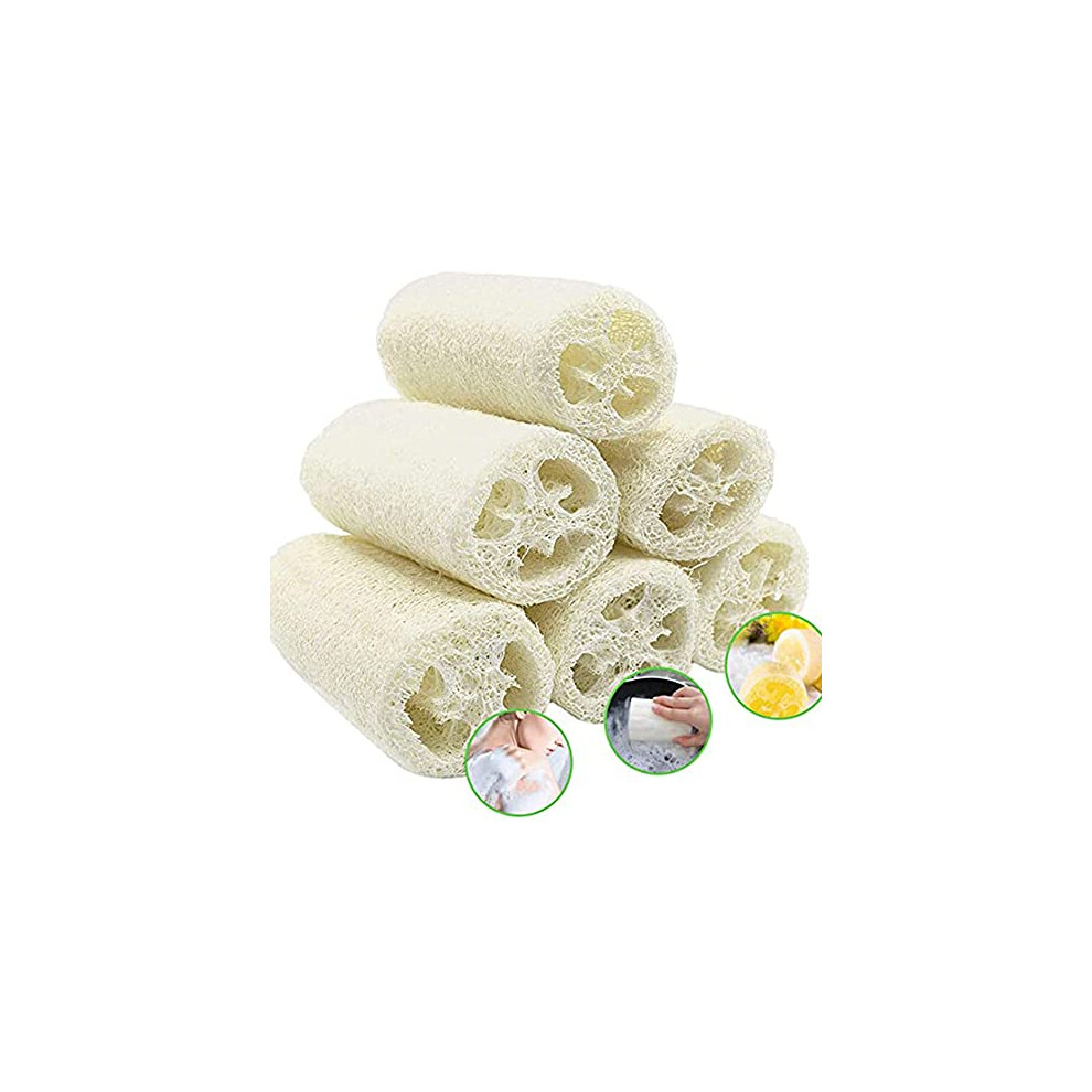Natural Loofah Bath Brush for Gentle Skin Exfoliation, Compact 4 Inch Luffa Shower Scrubber