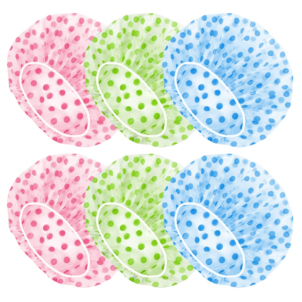 Waterproof Shower Cap Set, Reusable EVA Flower Print Hair Cap with Elastic Lace Band for Bath