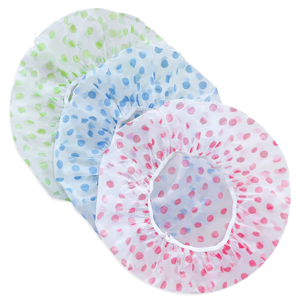 6 Pack Waterproof Shower Caps for Women, Reusable EVA Bath Hair Protection with Elastic Band