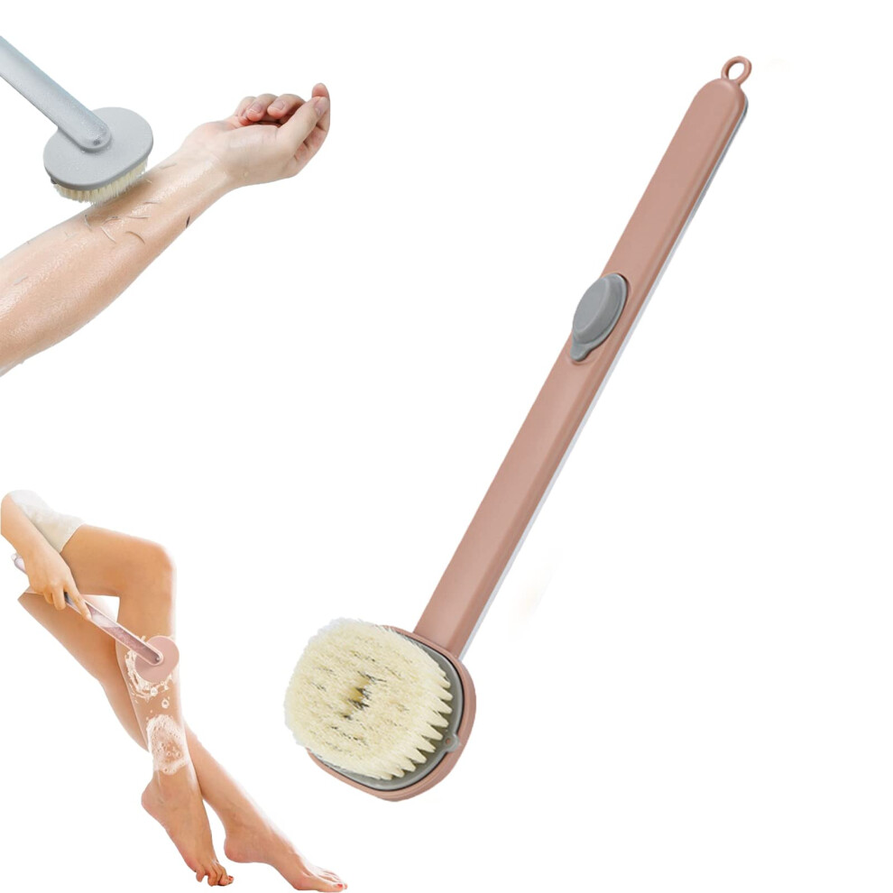 Pink Bath Brush With Long Handle And BuiltâIn Soap Dispenser, Exfoliating Back Scrubber