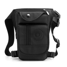 Motorcycle Waist and Leg Bag Canvas Drop Thigh Pouch Tactical Riding Pack for Cycling Black