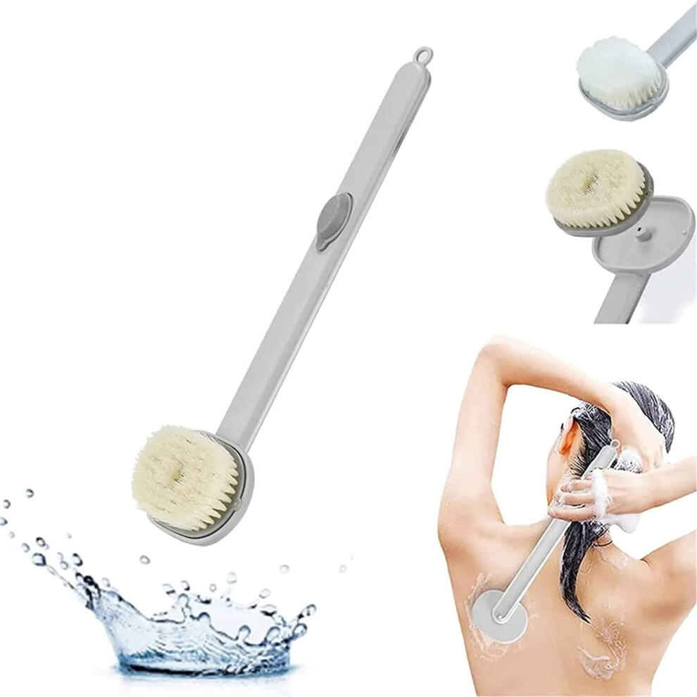 Gray Long Handle Bath Brush With Soap Dispenser, Detachable Back Scrubber For Gentle Exfoliation (Gray)