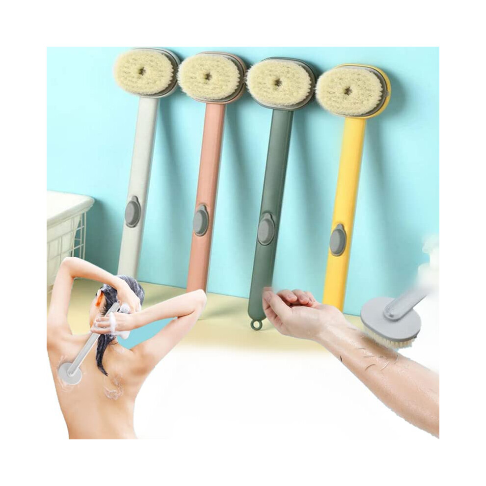Back Scrubber Long Handle Bath Brush with Soap Dispenser and Dual Bristles for Shower Cleaning