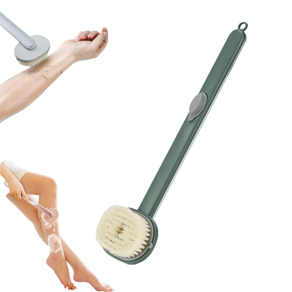 Bath Brush with Long Handle and Soap Dispenser, Detachable Back Scrubber for Shower  Green