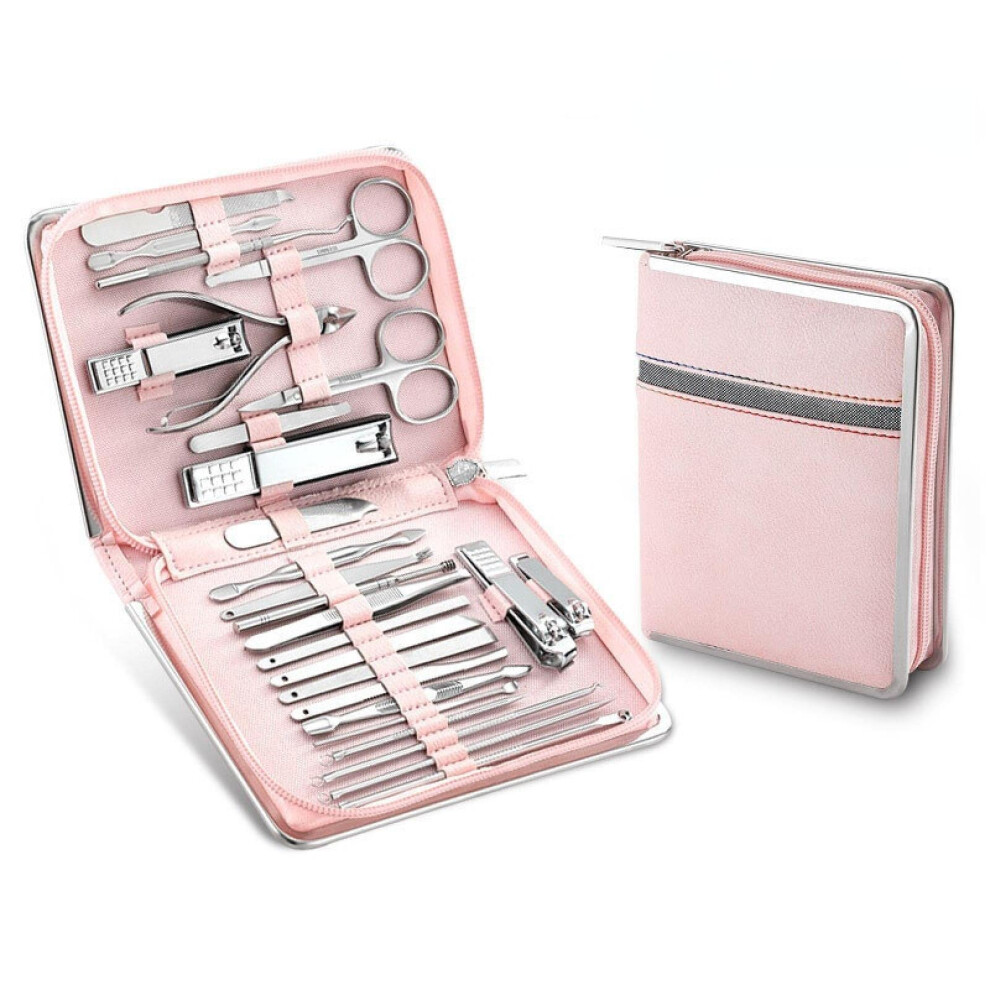 Manicure Set 26pcs Professional Stainless Steel Nail Clippers Kit with Travel Leather Case
