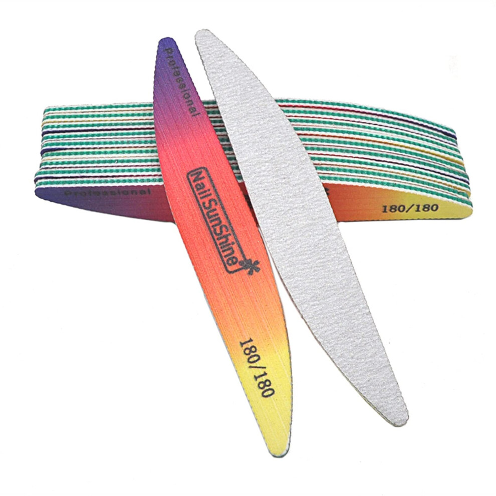 Professional Nail File and Buffer 10pcs 100/180 Grit Crescent Moon for Gel and Acrylic Nails
