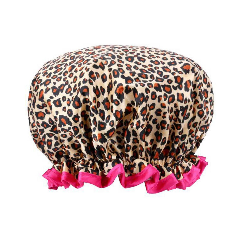 Waterproof Double Layer Shower Cap for Women, Large Elastic Reusable Design for Long Thick Hair