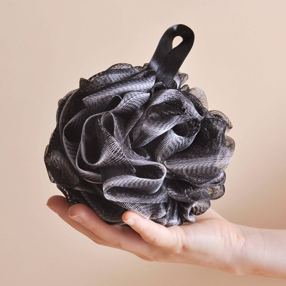 Bath Sponge with Bamboo Charcoal, Gentle Exfoliating Shower Loofah Ball for Rich Foam and Quick Dry