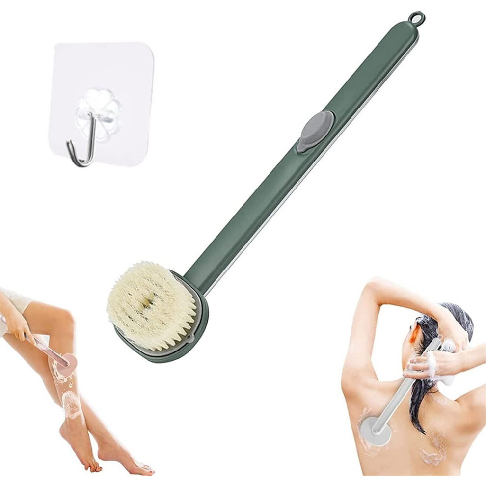 Bath Brush with Long Handle and Soap Dispenser, Soft Bristle Detachable Back Scrubber for Shower