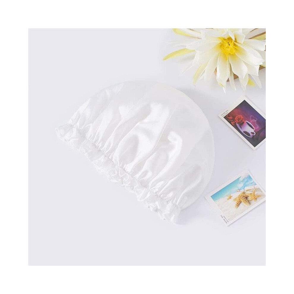 100% Mulberry Silk Sleep Cap for Women, Frizz Reduction and Moisture Retention, Elastic Fit, Large