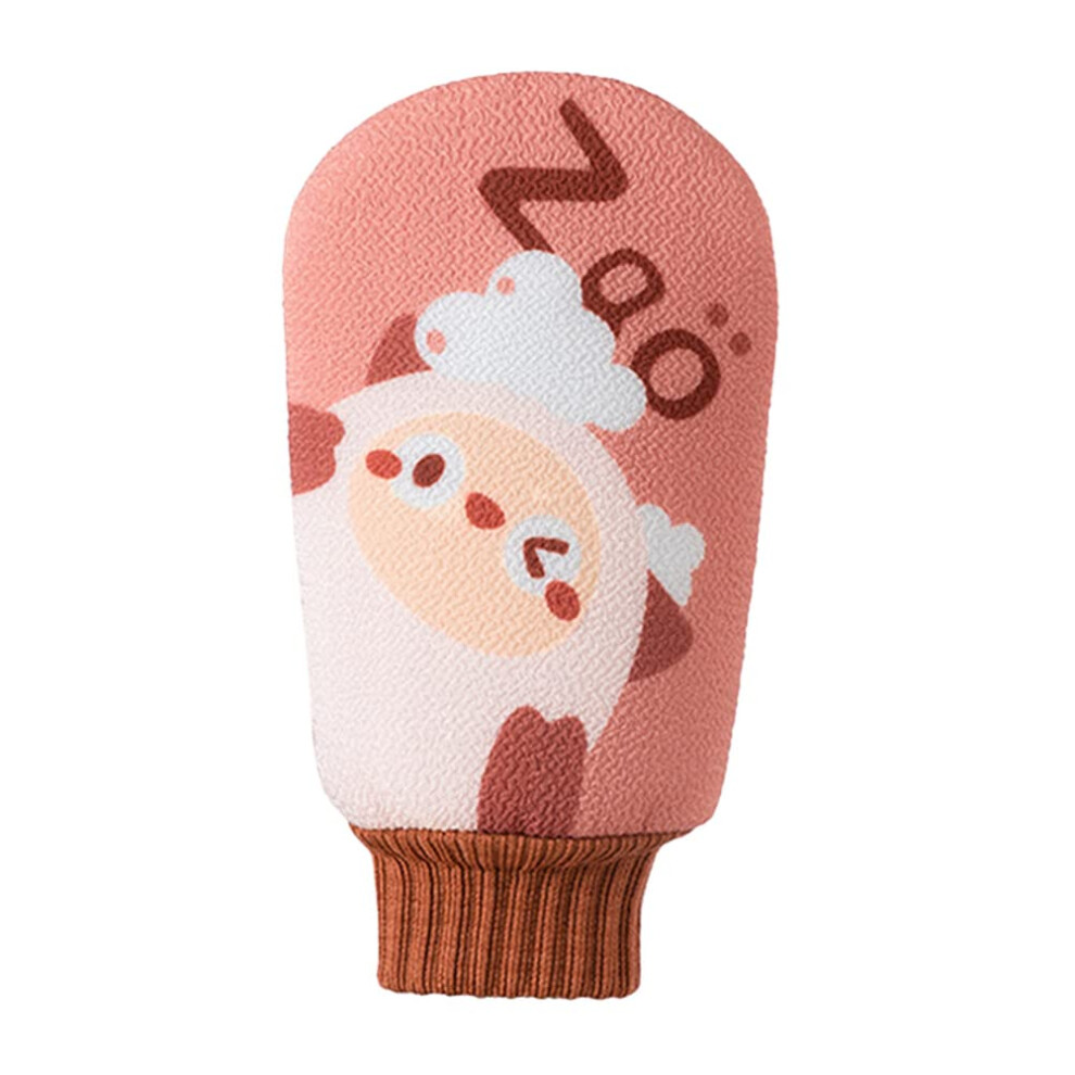 Pink Exfoliating Bath Mitt With Dualsided Body Scrubber For Shower, Loofah, Elastic Fit
