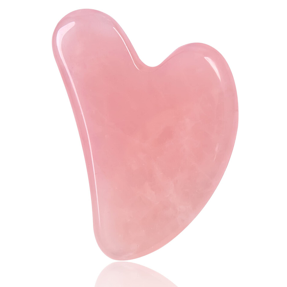 Gua Sha Stone Rose Quartz Facial Tool with Ergonomic Contour for Face Neck SPA Massage