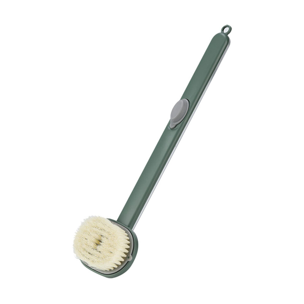 Green Bath Brush With Long Handle Back Scrubber, Detachable Head And Builtin Soap Dispenser,