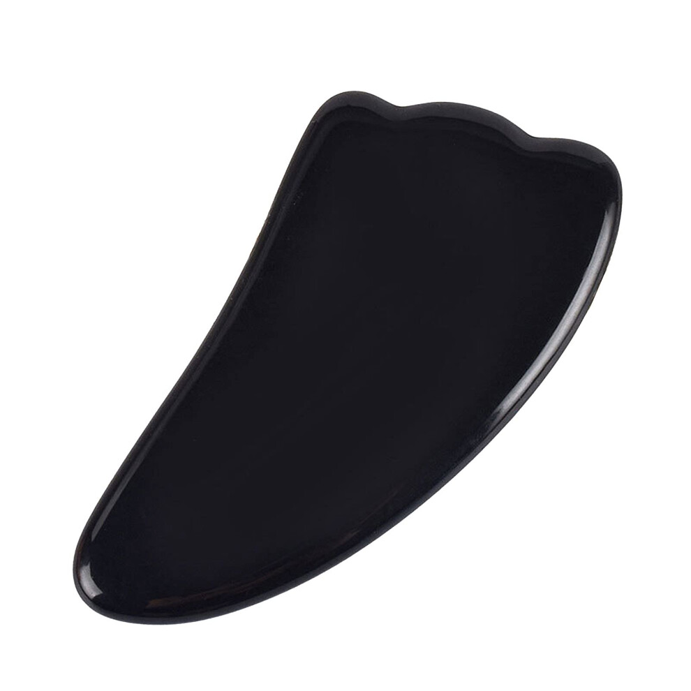 Black Glass Gua Sha Facial Tool, HeartShaped Face Massage Scraping Board for Wrinkle Reduction