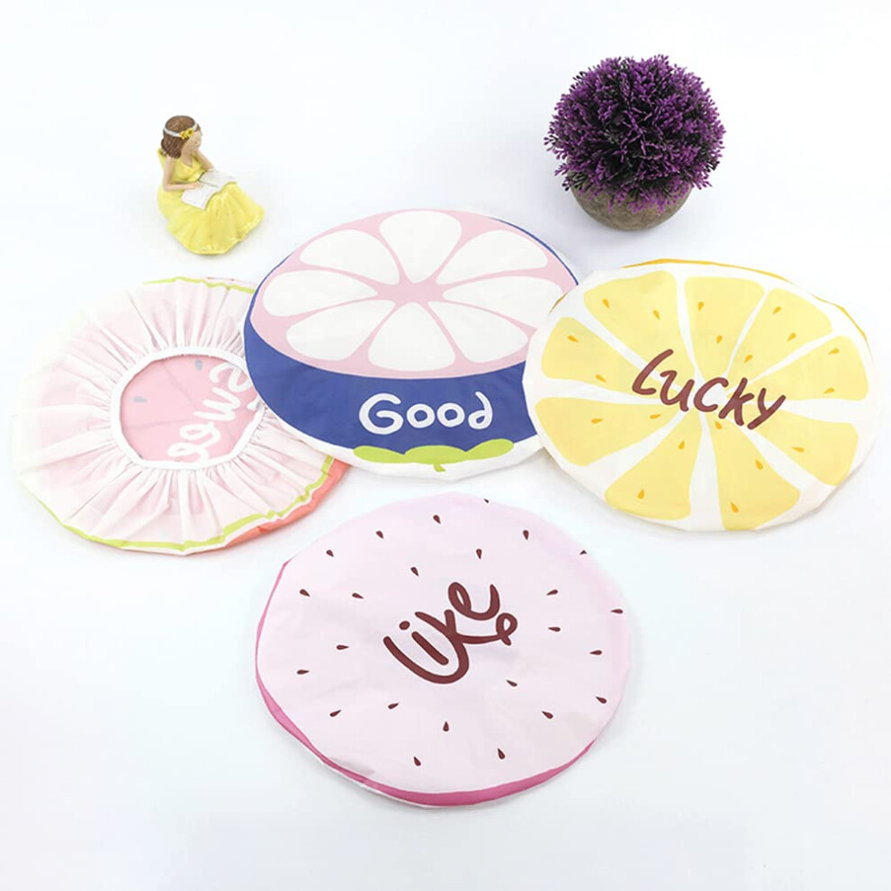 Waterproof Strawberry EVA Shower Cap for Women, Reusable Large Bath Hat with Elastic Band