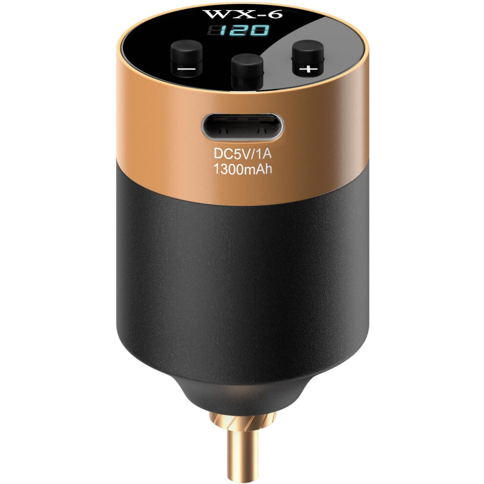 Gold Wireless Tattoo Battery Pack 1300Mah Rechargeable Power Supply With Adjustable Voltage Rca