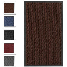 Door Mat with NonSlip Rubber Back, Washable Absorbent Indoor Outdoor Floor Rug, 40x60cm Brown
