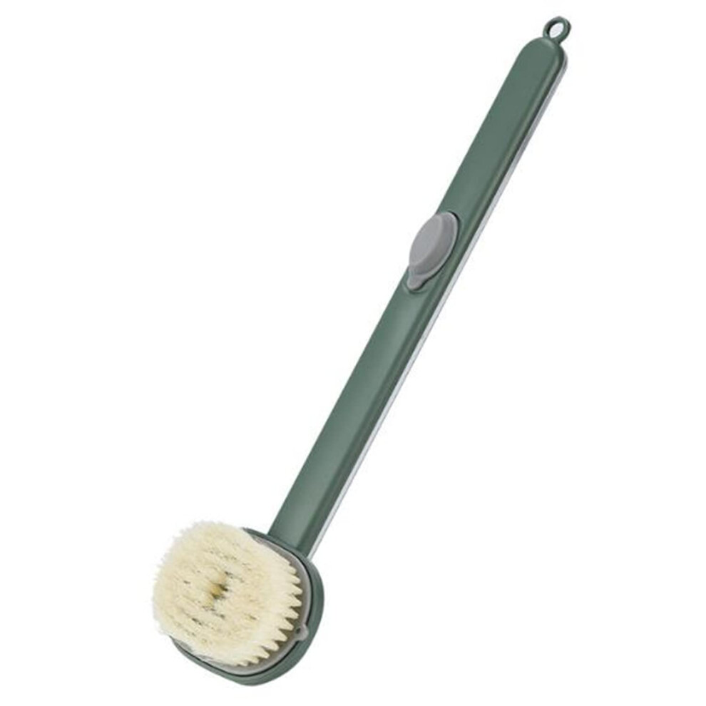 Long Handle Bath Brush with Builtin Soap Dispenser for Back Scrubbing and Gentle Deep Cleaning â Green
