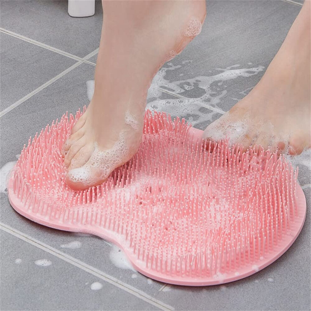 Orange Silicone Shower Scrubber For Foot And Back Cleaning With Suction Cups, Exfoliating Bath Mat