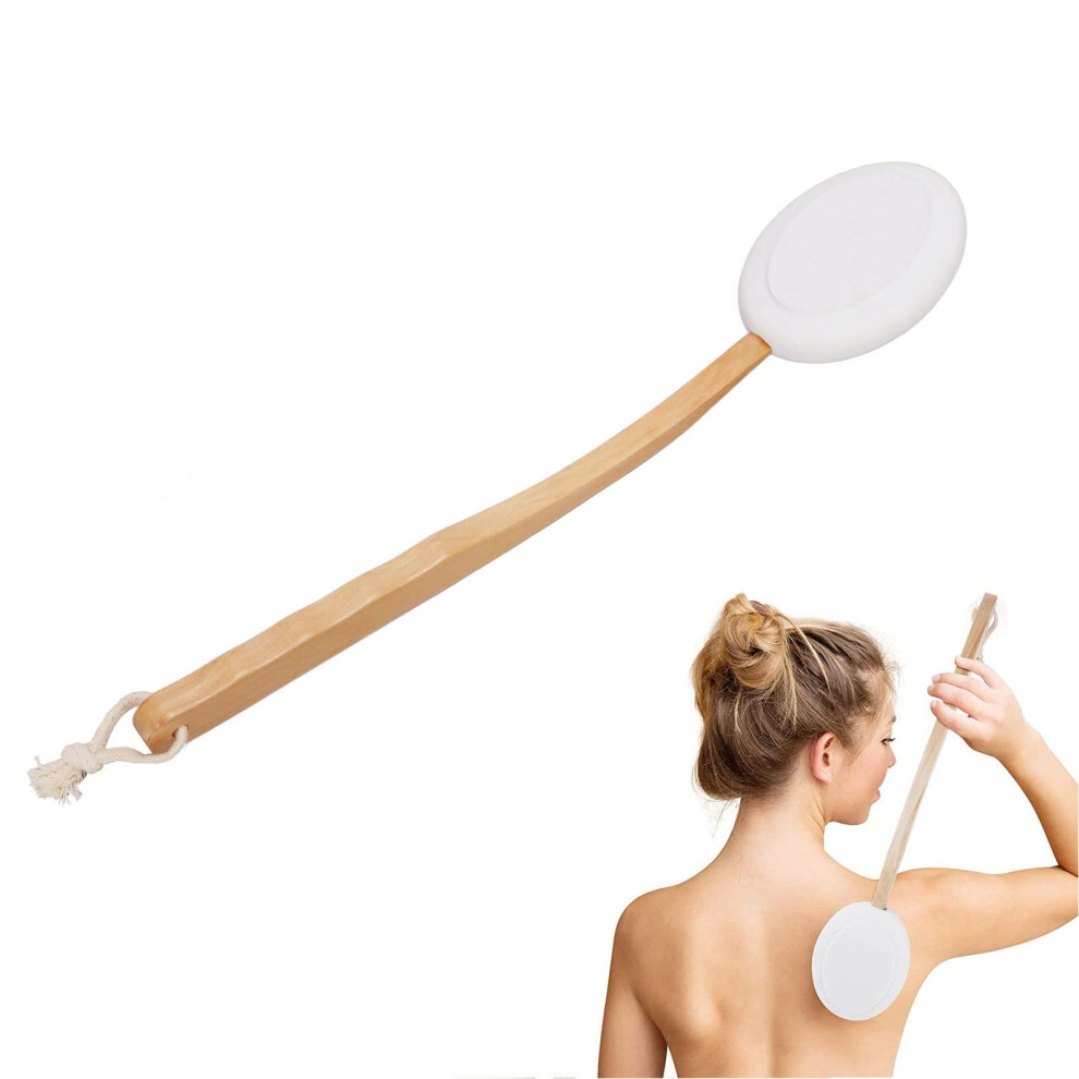 Cream Back Lotion Applicator With Wooden Long Handle, Gentle Eva Head Back Scrubber For Even Application