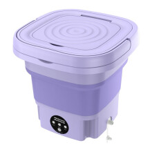 Portable Washer with Deep Cleaning Basket, 8L Foldable Washer for Socks, Underwear, Baby Clothes, Perfect for Dorms, Travel, Sickroom (Purple)