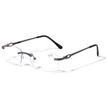 Bifokale Herren-Lesebrille aus Metall, randlos, mit Blaulichtfilter und UV-Schutz – modernes Design, klare Gläser +1,50