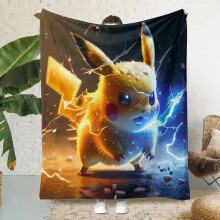 Deka Pikachu, roztomilá kreslená plyšová deka, celoročná flanelová deka na gauč, posteľnú bielizeň, dekoráciu obývačky, 50*60P-2