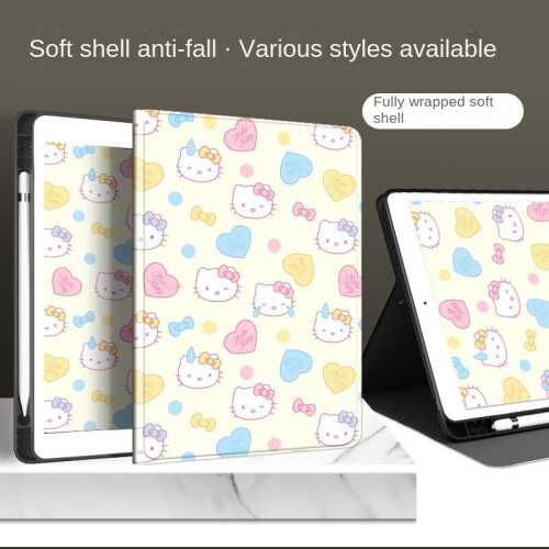 Capa protetora compatível com tablet Apple, iPad Air 6, Pro 2024, compartimento para caneta, Air 5 10.2, Hello Kitty, airbag, 11 polegadas, 9,7. 1