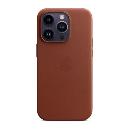 Capa de couro compatível com iPhone 14 Pro com carregamento sem fio rápido MagSafe de 6,1 polegadas (15,5 cm) na cor âmbar. 1