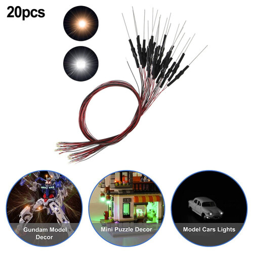 20 τεμάχια προκαλωδιωμένα LED SMD0402Δίοδος εκπομπής θερμού λευκού φωτός12V ενσύρματα 2