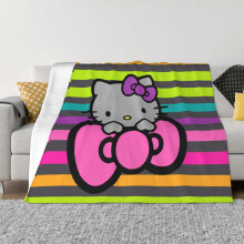 Coperta Hello Kitty in flanella e pile, morbidissima, calda e accogliente, ideale per divano, soggiorno e camera da letto - 101,6 x 76,2 cm