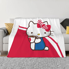 Coperta Hello Kitty in flanella e pile, morbidissima, calda e accogliente, ideale per divano, soggiorno e camera da letto - 203x152 cm