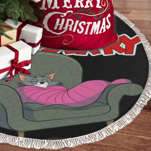Vestido de Natal com franjas do Tom e Jerry, estilo anime, perfeito para decoração de festas natalinas - 122 cm (48 polegadas) 1