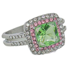 Anel feminino quadrado com zircônia cúbica, joia brilhante com strass, anel de dedo para casamento.