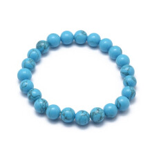 Pulseiras elásticas redondas com contas redondas de jaspe turquesa sintético.