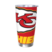 Thermos in acciaio inossidabile da 20 once (590 ml) con coperchio e cannuccia, a tema Kansas City Chiefs, compatibile con i portabicchieri per auto,