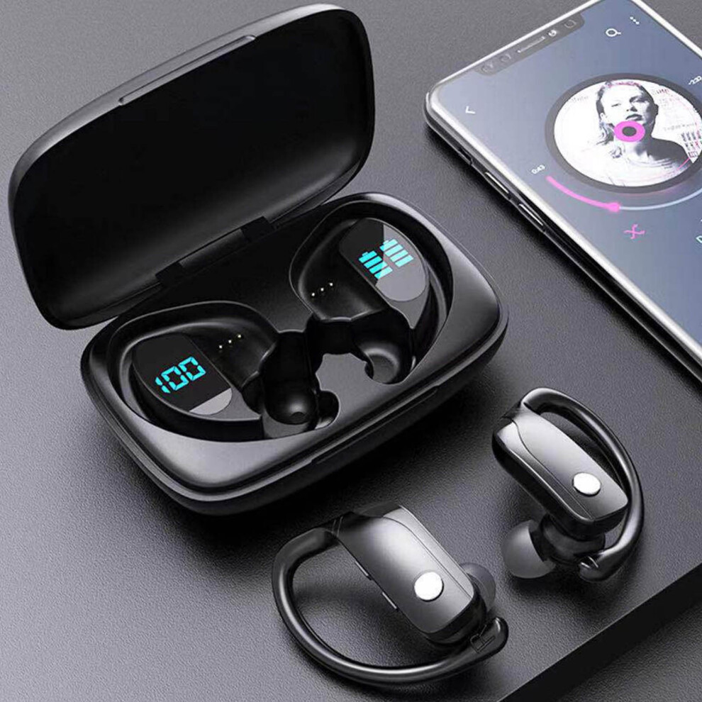 Eqwljwe Wireless Earbuds Bluetooth Headphones 48Hrs Playtime, Led Display Over-Ear Buds With Earhooks, Built-In Mic For Workout 9164030585973